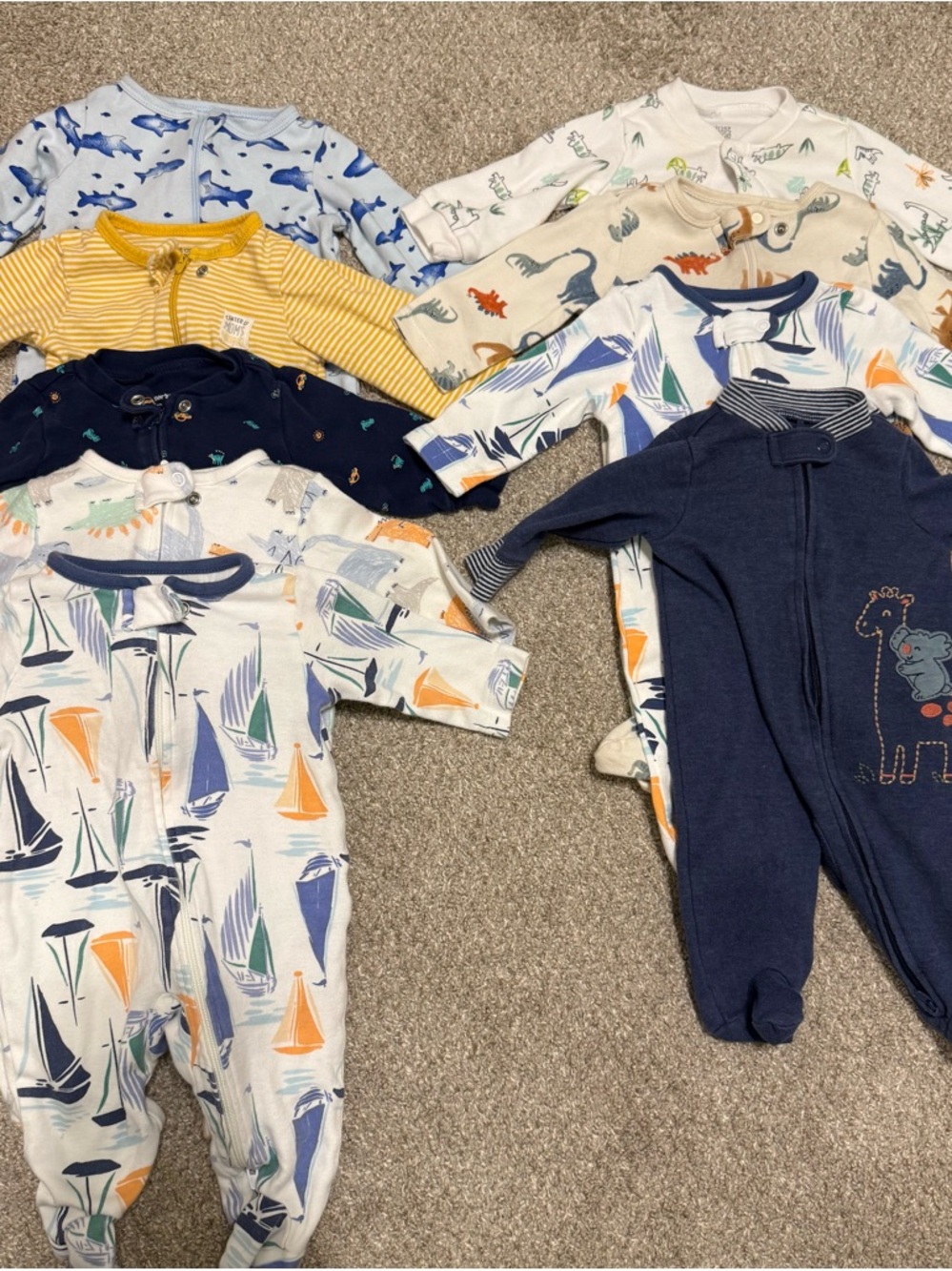 Assorted Baby One-Piece Sleepers - size 3 month